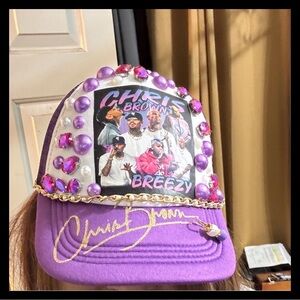 Purple and Gold Embellished Cap